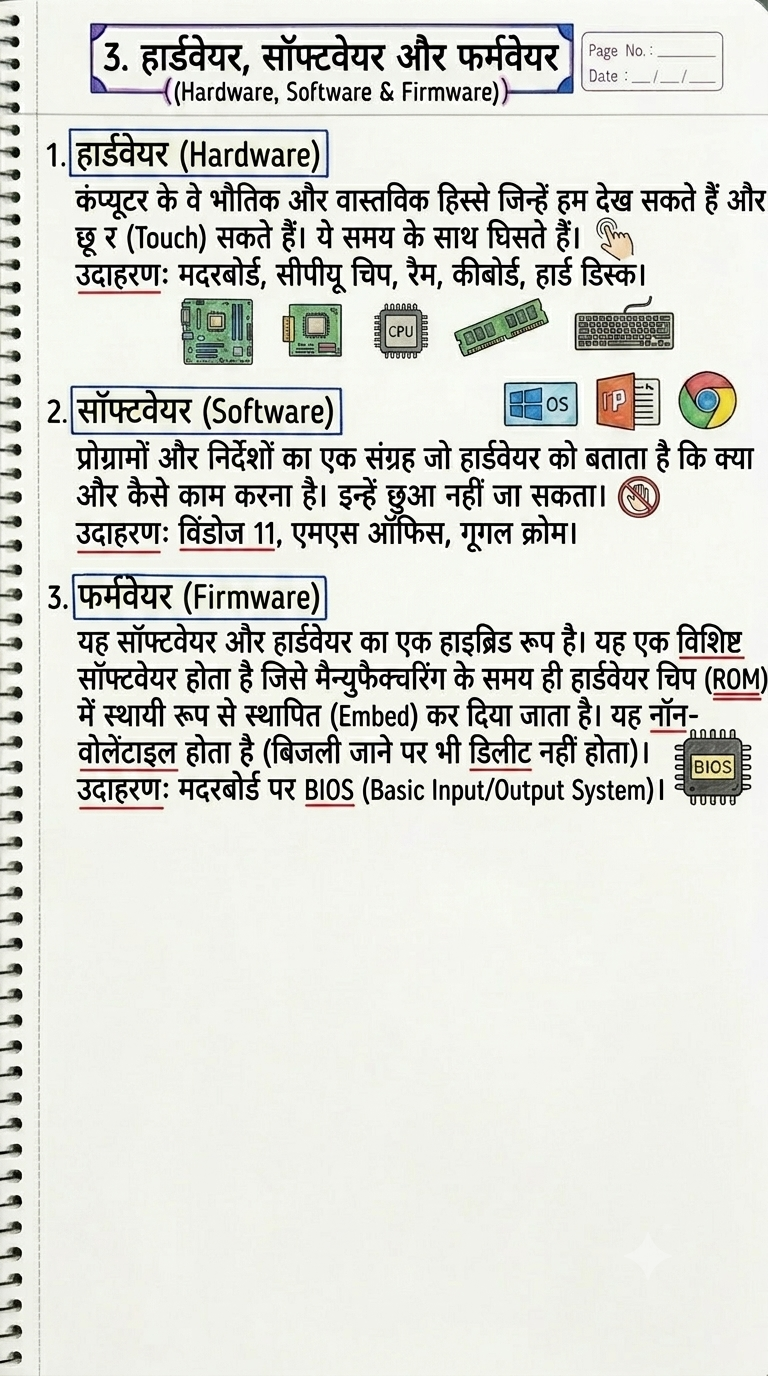 Hardware, Software and Firmware